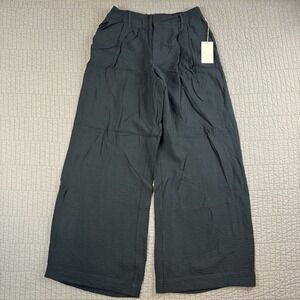 A‎ New Day Women's 10 Black High-Rise Wide Leg Pleated Front Trousers Pants NWT